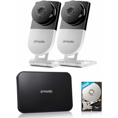 Zmodo 2-Pack 720p WiFi Indoor Home Security Cameras with 4CH NVR + 500GB HDD Kit